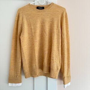 DSQUARED2 Crewneck Sweater Wool Size M Tan Yellow Made in Italy